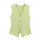 Dames elegante vest met knopen Effen top met V-hals Stijlvolle accessoire voor blouses en T-shirts Verschillende kleuren Polyester 22