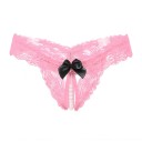Dames erotische string van fijne kant met uitsnijding en een reeks witte kralen Contrasterend strikje Nylon en spandex Taille 56 tot 80 cm 3