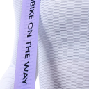 Dames fietshorts met bretels lange elastische polyester elastaan ademend achterpaneel voor weg- en recreatiefietsen 5
