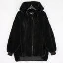 Dames fluffy oversize jack met capuchon en ritssluiting Warm jack van kunstbont Gebreide manchetten en zijzakken Voor de herfst en winter 2