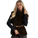 Dames fluffy vest met hoge kraag zonder mouwen polyester katoen zachte oppervlakte losse pasvorm voor dagelijks gebruik 2
