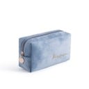 Dames fluwelen cosmetica tas Vierkante vorm Rits met ronde hanger in gouden kleur Gouden decoratieve tekst 20 x 11 x 9 cm Voor cosmetica 5