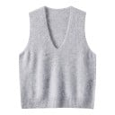 Dames gebreide mouwloze vest met diepe V-hals van zacht pluizig breiwerk in universele maat 3