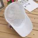 Dames gebreide pet versierd met textiele bloemen, parels en steentjes Baseballcap van katoen en linnen Voor een hoofdomtrek van 55 tot 59 cm 5