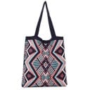 Dames gebreide schoudertas in etno-stijl Geometrisch patroon van ruiten Lange hengsels Geribbelde bovenrand Materiaal wol 35 x 38 cm 2