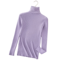 Dames gebreide trui met col van katoen en polyester Effen elegante trui met lange mouwen Universele maat voor de herfst en winter 14