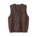 Dames gebreide vest met V-hals zonder mouwen universele maat kasjmier wol blauw fijne brei voor dagelijks gebruik 2