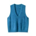 Dames gebreide vest met V-hals zonder mouwen universele maat kasjmier wol blauw fijne brei voor dagelijks gebruik 3