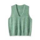 Dames gebreide vest met V-hals zonder mouwen universele maat kasjmier wol blauw fijne brei voor dagelijks gebruik 7