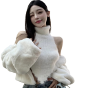 Dames Gehaakte Crop Top met Kraag en Bont Stijlvolle Winter Top Gebreide Uiterlijk Polyester Katoen 9