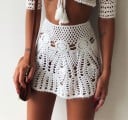 Dames gehaakte mini rok met gehaakt patroon Uitlopende A-lijn Snit met cirkelornamenten Golvende zoom Katoen en polyester 9