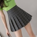 Dames geplooide geruite rok met shorts Mini lengte Hoge taille Polyester met katoen Rok in schoolstijl voor elke dag 2