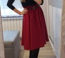 Dames geplooide midi rok met riem Brede vloeiende snit Gebreide riem met gesp Effen rok onder de knie Polyester 10