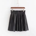 Dames geplooide mini rok zwart Kunstleer 1