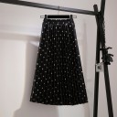 Dames geplooide rok met stippen 3