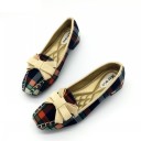 Dames geruite loafers met strik 3
