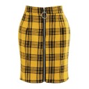 Dames geruite mini rok met rits Strak aansluitende pasvorm Rits met ring over de hele lengte aan de voorkant Katoenen stof Lengte boven 2