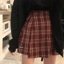 Dames geruite mini rok met shorts Rok met shorts met geplooid voorpand en decoratieve riem Katoen met polyester A-lijn snit 2