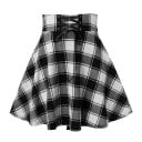 Dames geruite rok met veters en strik aan de voorkant van de taille Hoge brede taille Uitlopende A-lijn Polyester stof 1