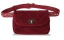 Dames gestikte heuptas met klep en draa sluiting Riem met ingeweven ketting Ruitvormige stiksels Gouden beslag 12 x 18 x 6 cm 6
