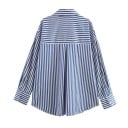 Dames gestreepte losse blouse met lange mouwen en kraag Elegante blouse met knopen van lichte polyester Stijlvolle top in verschillende 8