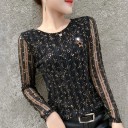 Dames glitter t-shirt met lange mouwen B291 5