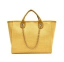 Dames grote canvas schoudertas 31 x 24 x 16 cm Twee korte handvatten Kettingbanden doorweven met een riem Canvas en polyester 1