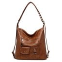 Dames grote schoudertas van kunstleer Zachte hobo tas met twee ritszakken Voorkantzak met flap 35 x 32 x 14 cm 2