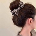 Dames haarspeld met strik 13 cm Leopardprint Stevige haarclip Elegante accessoire voor een knot of staart 4