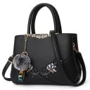 Dames handtas van kunstleer met bloemenapplicatie en gouden metalen details Lange schouderband 30 x 22 x 14 cm 8