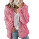 Dames harige hoodie met capuchon Kudrnatig schapenvacht oppervlak Losse snit over de heupen Lange mouwen Polyester Voor dagelijks 4