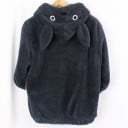 Dames harige hoodie met rits en capuchon met oortjes en dierenmotief Witte buik met borduursels Zijkant zak en staart Katoen en polyester 2