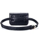 Dames heuptas met krokodillenleerpatroon Zwart Flap Riem met gouden gesp Draagbaar om de taille en schuin over het lichaam PU leer 11 x 5 x 17 cm 4