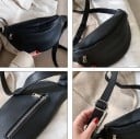 Dames heuptas van PU-leer in de vorm van een halve maan Hoofdvak met rits Brede verstelbare schouderband Om de taille of crossbody 27 x 13 x 7 9