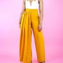 Dames high waist broek geel 1