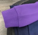 Dames hoodie met capuchon en Engelse tekst op de borst Donkerblauw met paarse raglanmouwen Kangoeroe zak Ribgebreide manchetten 6
