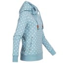 Dames hoodie met capuchon en hoge kruislingse kraag Volledige print van hartjes Koorden met decoratieve uiteinden Zijzakken Polyester 4