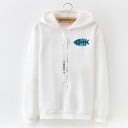 Dames hoodie met capuchon en klein gekleurd motief op de borst Lange mouw Brede koorden in de capuchon Ribgebreide manchetten en zoom 3