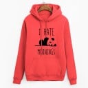 Dames hoodie met capuchon en print van een slapende panda Humoristische tekst over aversie tegen de ochtend Kangoeroezak Koord in de capuchon 2