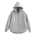 Dames hoodie met capuchon Losse pasvorm Ritssluiting Handzakken Warm zacht materiaal Stijlvolle hoodie voor herfst en winter 4