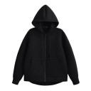Dames hoodie met capuchon Losse pasvorm Ritssluiting Handzakken Warm zacht materiaal Stijlvolle hoodie voor herfst en winter 3