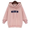 Dames hoodie met opdruk op de borst Kangoeroezak Verstelbare koorden Ribgebreide manchetten en zoom Losse pasvorm Polyester en katoen 1