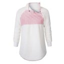 Dames hoodie met opstaande kraag en asymmetrische sluiting met drukknopen Contrasterend deel op de borst Lange mouwen met manchetten 4