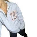 Dames hoodie met rits bij de hals en hoge kraag Lichtgrijs Vrije pasvorm Opdruk in kopertint op de borst Lange mouwen Polyester en katoen 2