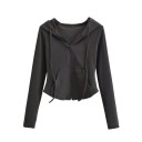 Dames hoodie met rits en zakken Effen hoodie van zacht polyester Comfortabele casual bovenkleding 4