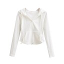 Dames hoodie met rits en zakken Effen hoodie van zacht polyester Comfortabele casual bovenkleding 3