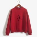 Dames hoodie met smiley Vrije pasvorm met lage kraag Afhangende schouders Ribgebreide manchetten en zoom Katoen en polyester 2
