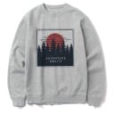 Dames hoodie zonder capuchon met ronde hals en grafische print op de borst Ribgebreide manchetten en onderzoom Polyester met spandex 1