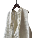 Dames jacquard vest zonder mouwen met kraag en knoopsluiting Elegante effen vest van polyester en katoen voor dagelijks gebruik 9