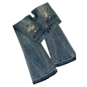Dames jeans blauw Effen Teksten op de achterzakken Zakken Polyester Moderne street broeken Trendy casual stijl 1